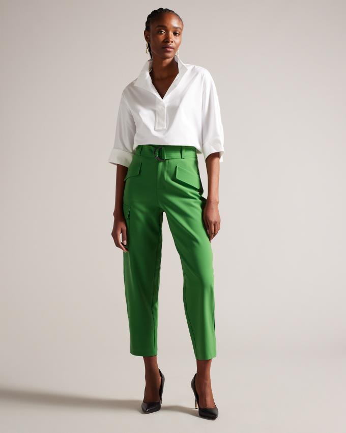 Pantalon Ted Baker High Waist Tapered Cargo With Belt Vert Femme | DNW-67866177